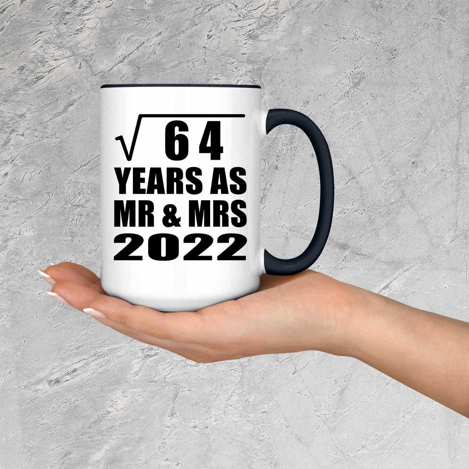 8th Anniversary Square Root of 64 Years As Mr & Mrs 2022 - 15oz Accent Mug Black