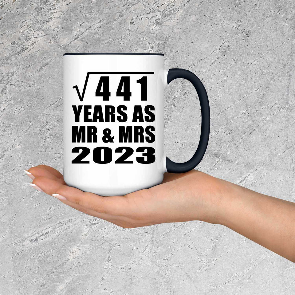 21st Anniversary Square Root of 441 Years As Mr & Mrs 2023 - 15oz Accent Mug Black