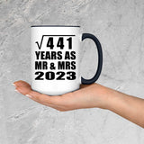 21st Anniversary Square Root of 441 Years As Mr & Mrs 2023 - 15oz Accent Mug Black