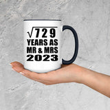 27th Anniversary Square Root of 729 Years As Mr & Mrs 2023 - 15oz Accent Mug Black