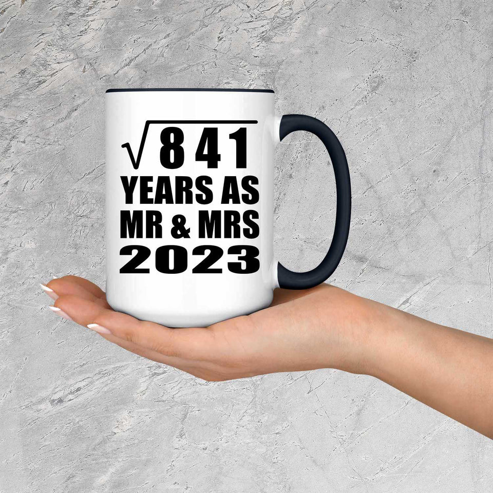 29th Anniversary Square Root of 841 Years As Mr & Mrs 2023 - 15oz Accent Mug Black