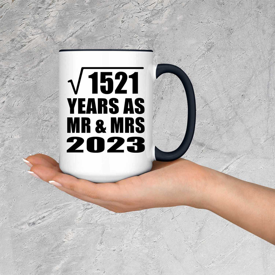 39th Anniversary Square Root of 1521 Years As Mr & Mrs 2023 - 15oz Accent Mug Black