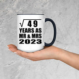 7th Anniversary Square Root of 49 Years As Mr & Mrs 2023 - 15oz Accent Mug Black