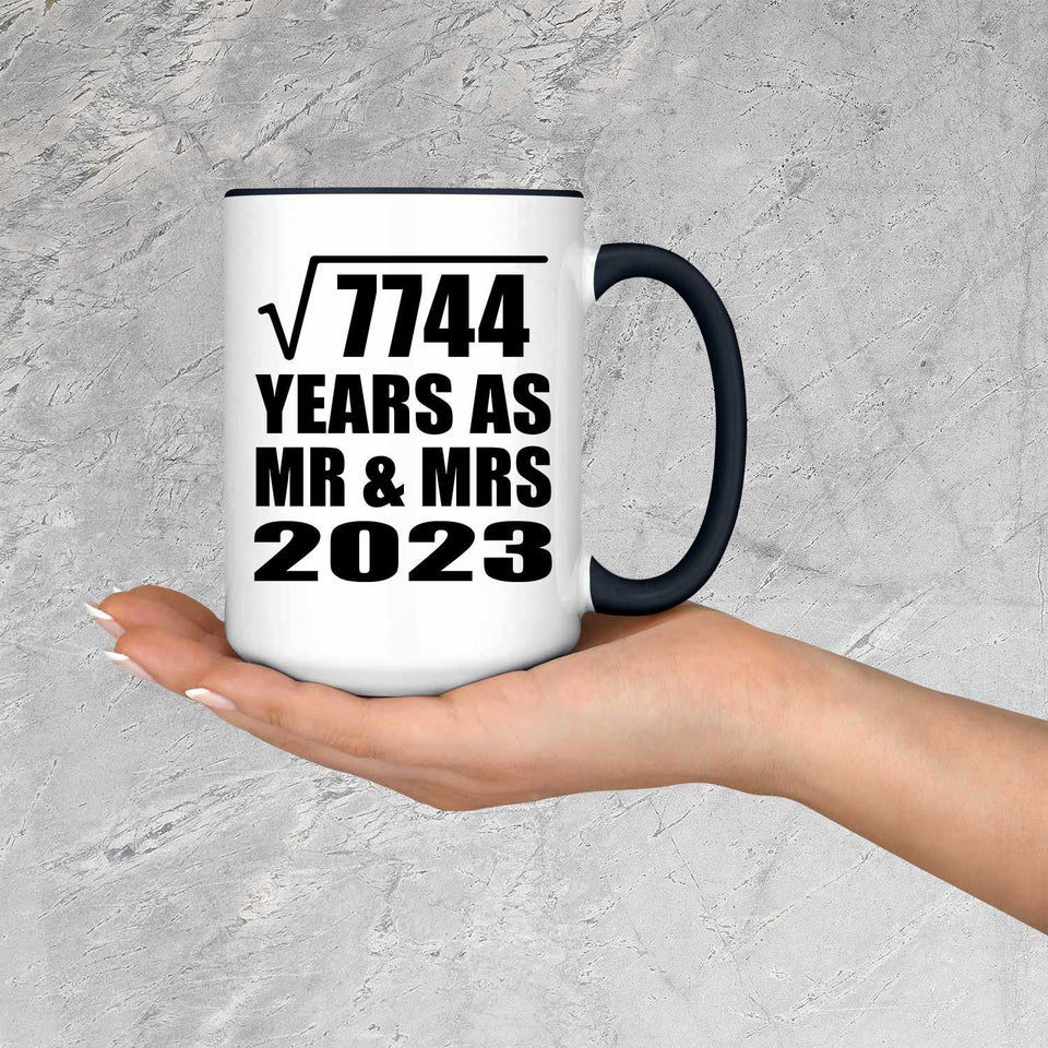 88th Anniversary Square Root of 7744 Years As Mr & Mrs 2023 - 15oz Accent Mug Black