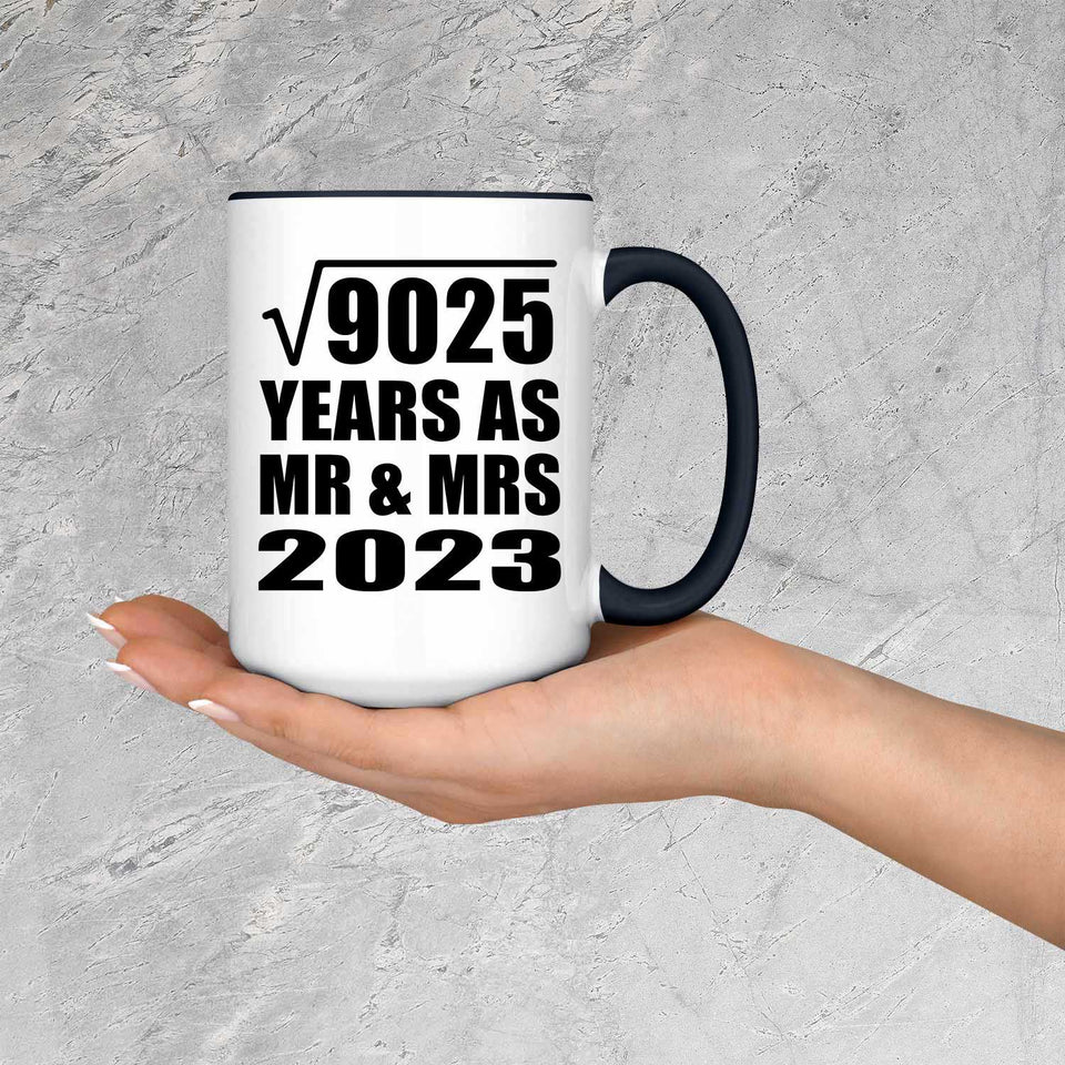 95th Anniversary Square Root of 9025 Years As Mr & Mrs 2023 - 15oz Accent Mug Black