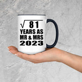 9th Anniversary Square Root of 81 Years As Mr & Mrs 2023 - 15oz Accent Mug Black