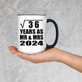 6th Anniversary Square Root of 36 Years As Mr & Mrs 2024 - 15oz Accent Mug Black