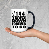 12th Anniversary Square Root of 144 Years Down Forever To Go - 15oz Accent Mug Black