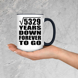 73rd Anniversary Square Root of 5329 Years Down Forever To Go - 15oz Accent Mug Black
