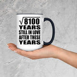 90th Anniversary Square Root of 8100 Years Still In Love - 15oz Accent Mug Black