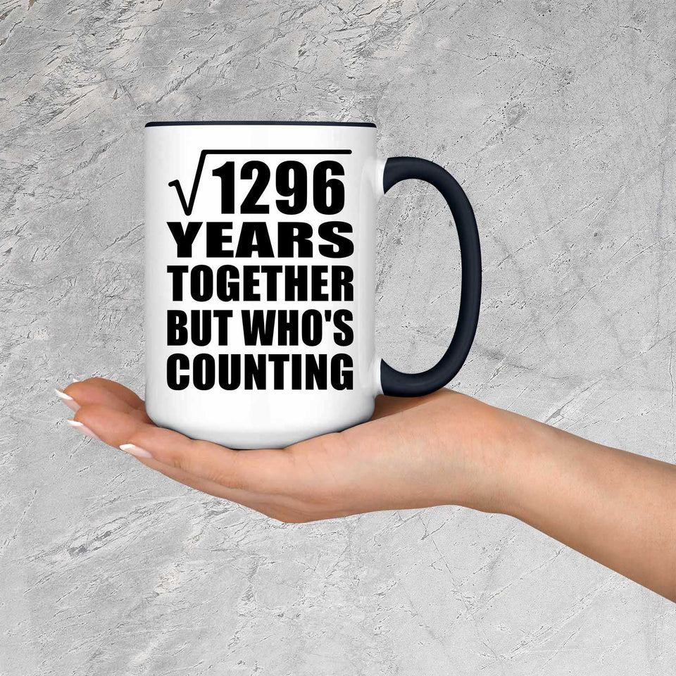 36th Anniversary Square Root of 1296 Years Who's Counting - 15oz Accent Mug Black