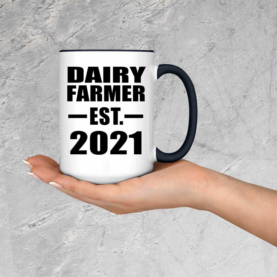 Dairy Farmer Established EST. 2021 - 15oz Accent Mug Black