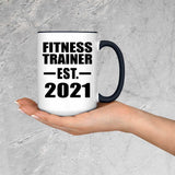 Fitness Trainer Established EST. 2021 - 15oz Accent Mug Black