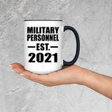 Military Personnel Established EST. 2021 - 15oz Accent Mug Black