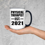 Physical Therapist Established EST. 2021 - 15oz Accent Mug Black