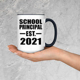 School Principal Established EST. 2021 - 15oz Accent Mug Black
