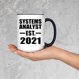 Systems Analyst Established EST. 2021 - 15oz Accent Mug Black