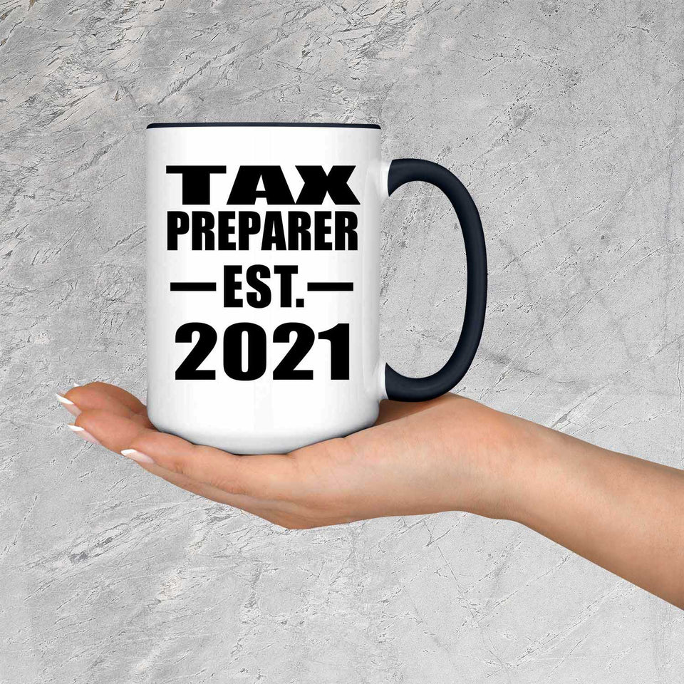 Tax Preparer Established EST. 2021 - 15oz Accent Mug Black