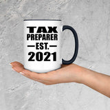 Tax Preparer Established EST. 2021 - 15oz Accent Mug Black