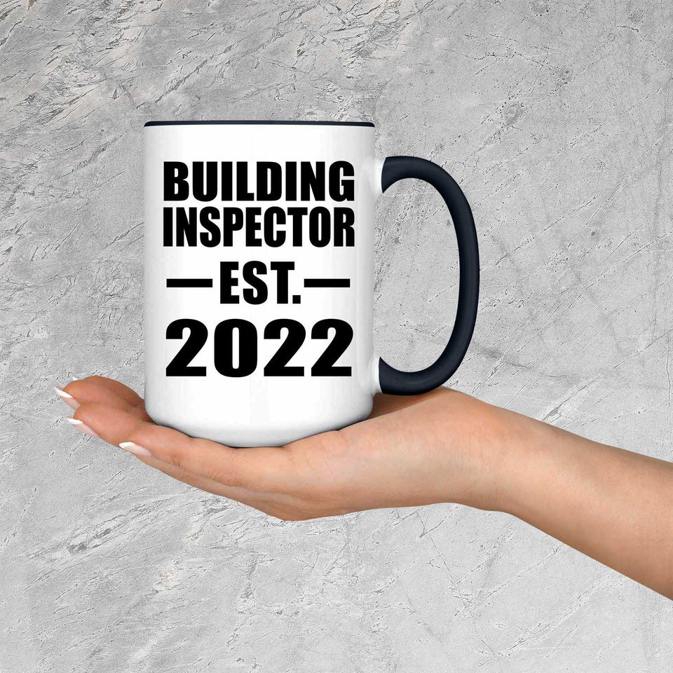 Building Inspector Established EST. 2022 - 15oz Accent Mug Black