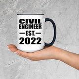 Civil Engineer Established EST. 2022 - 15oz Accent Mug Black