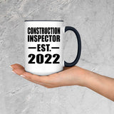 Construction Inspector Established EST. 2022 - 15oz Accent Mug Black