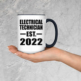 Electrical Technician Established EST. 2022 - 15oz Accent Mug Black