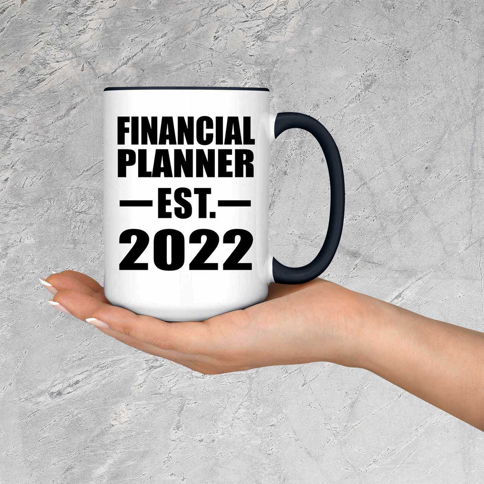 Financial Planner Established EST. 2022 - 15oz Accent Mug Black