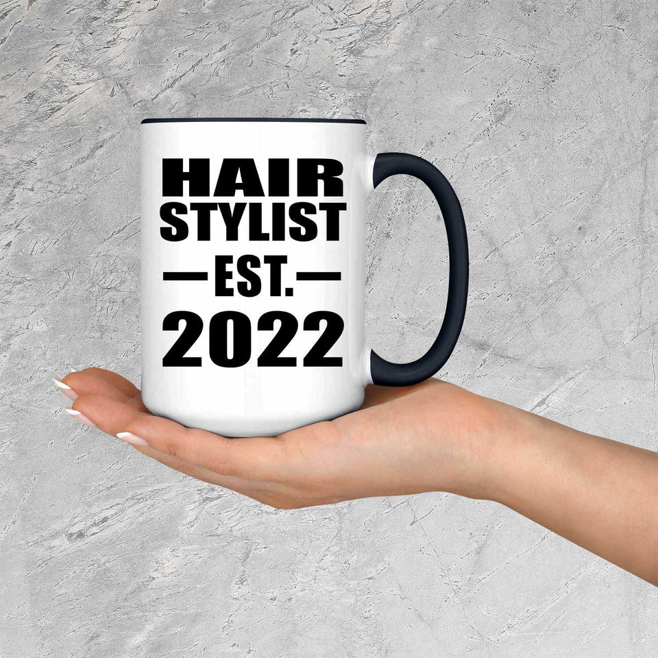 Hair Stylist Established EST. 2022 - 15oz Accent Mug Black