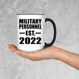Military Personnel Established EST. 2022 - 15oz Accent Mug Black