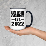 Real Estate Agent Established EST. 2022 - 15oz Accent Mug Black