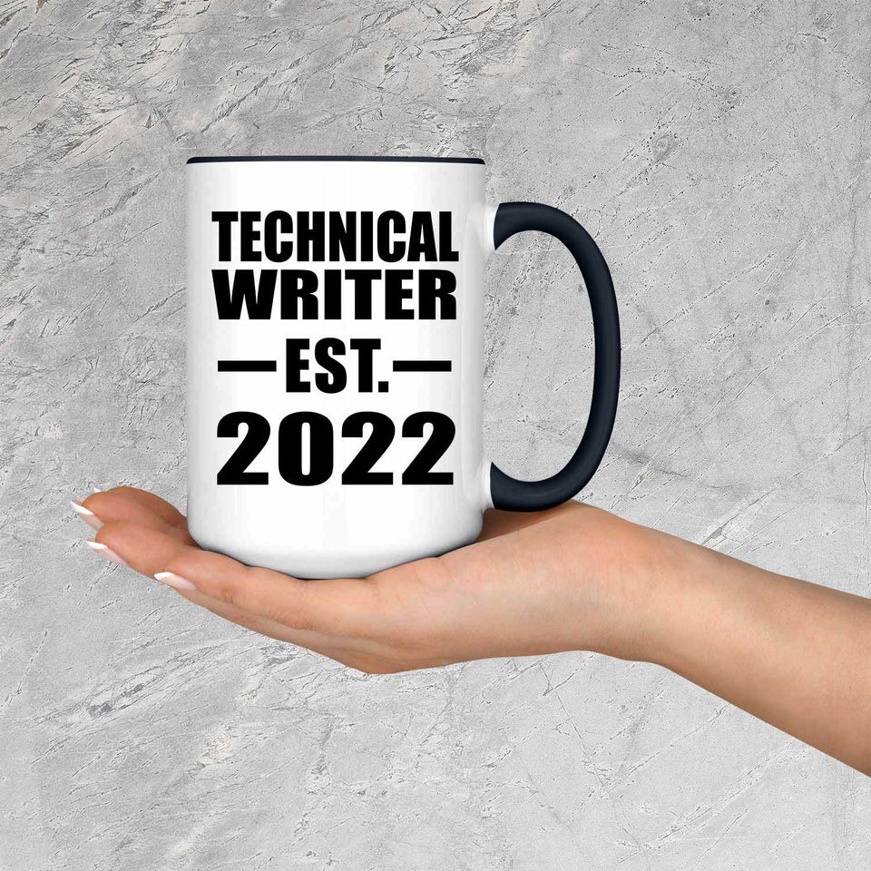 Technical Writer Established EST. 2022 - 15oz Accent Mug Black