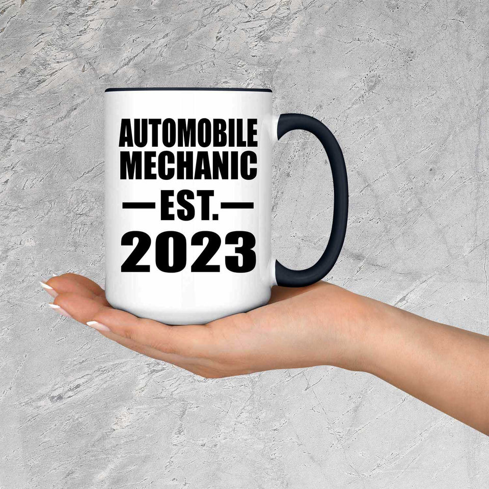 Automobile Mechanic Established EST. 2023 - 15oz Accent Mug Black