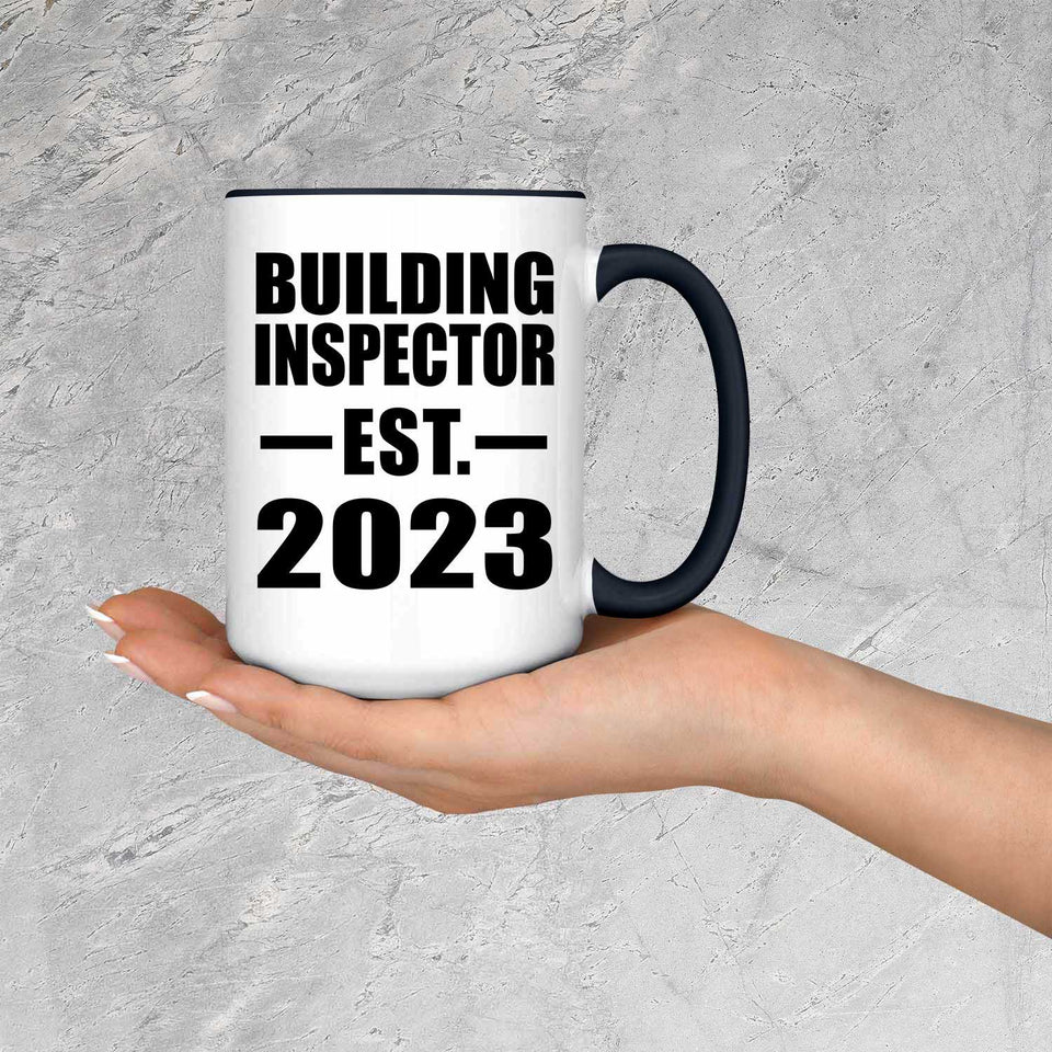 Building Inspector Established EST. 2023 - 15oz Accent Mug Black