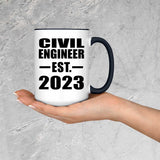 Civil Engineer Established EST. 2023 - 15oz Accent Mug Black