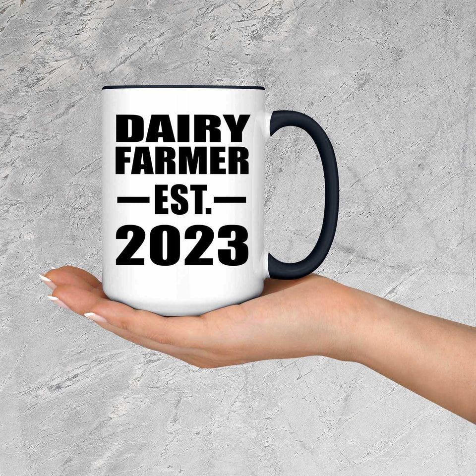 Dairy Farmer Established EST. 2023 - 15oz Accent Mug Black