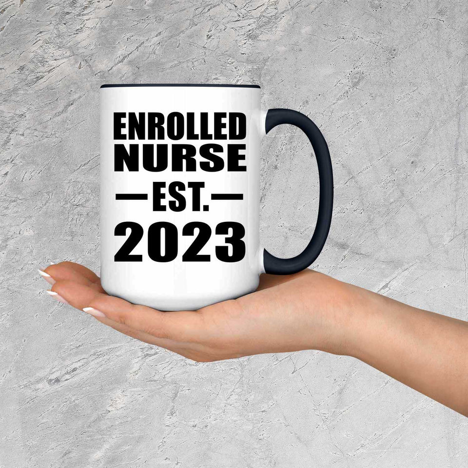 Enrolled Nurse Established EST. 2023 - 15oz Accent Mug Black