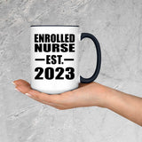 Enrolled Nurse Established EST. 2023 - 15oz Accent Mug Black