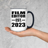 Film Editor Established EST. 2023 - 15oz Accent Mug Black