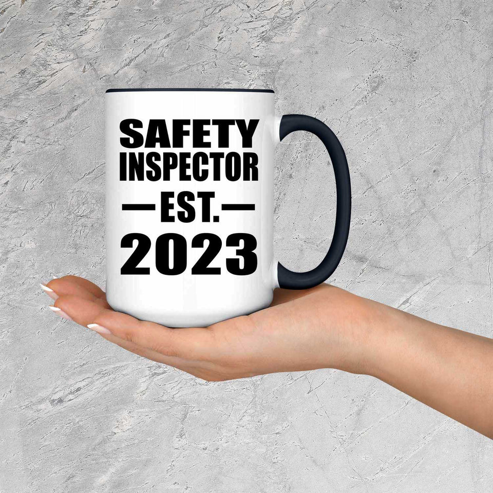 Safety Inspector Established EST. 2023 - 15oz Accent Mug Black
