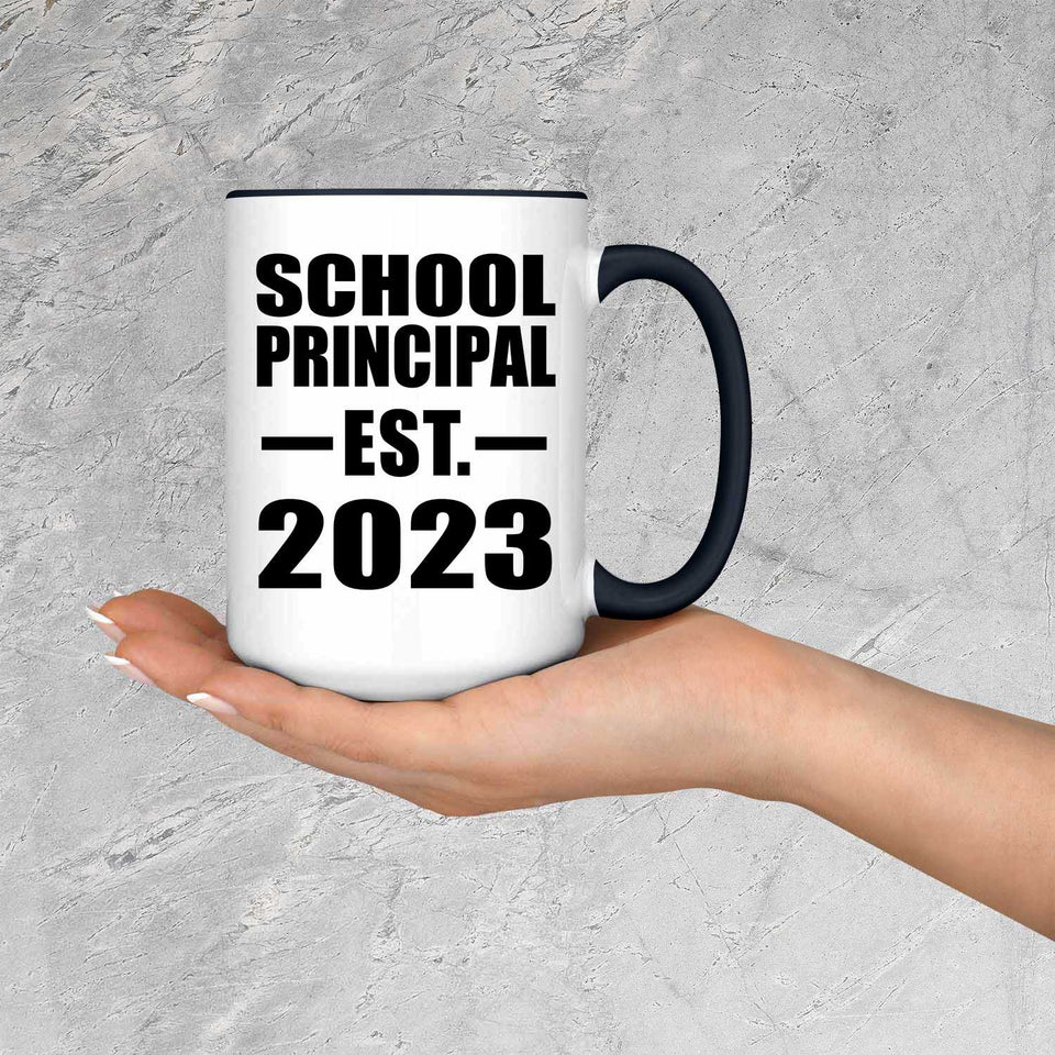School Principal Established EST. 2023 - 15oz Accent Mug Black
