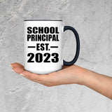 School Principal Established EST. 2023 - 15oz Accent Mug Black