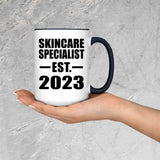 Skincare Specialist Established EST. 2023 - 15oz Accent Mug Black