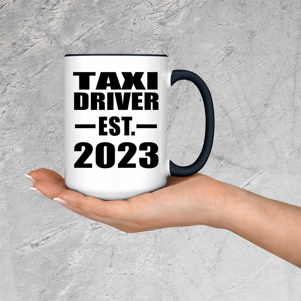 Taxi Driver Established EST. 2023 - 15oz Accent Mug Black