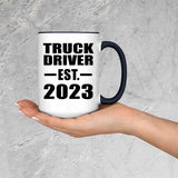 Truck Driver Established EST. 2023 - 15oz Accent Mug Black