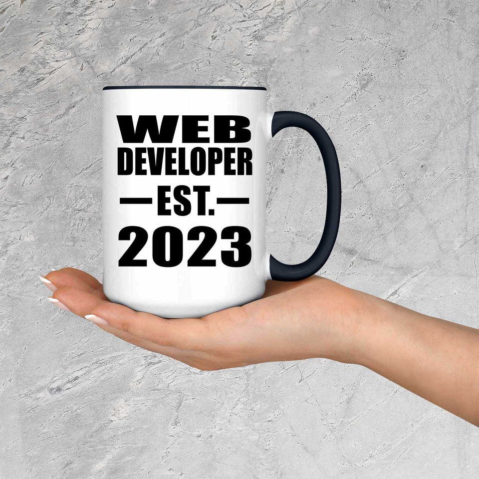 Web Developer Established EST. 2023 - 15oz Accent Mug Black