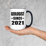Geologist Since 2021 - 15oz Accent Mug Black