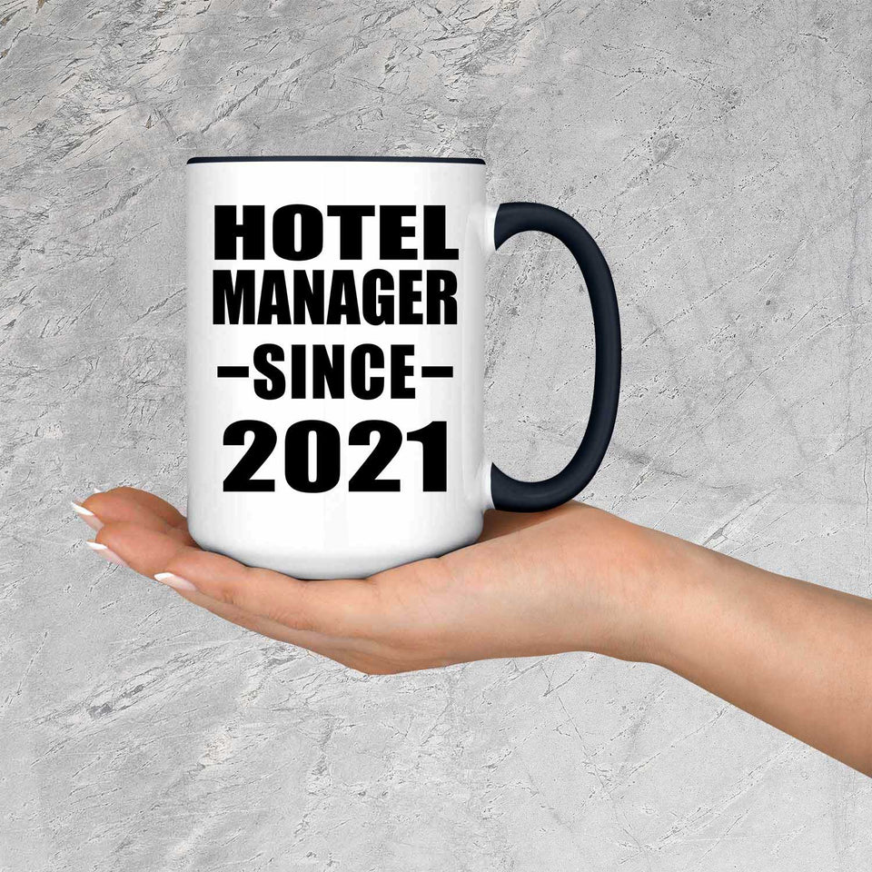 Hotel Manager Since 2021 - 15oz Accent Mug Black