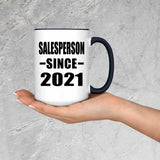 Salesperson Since 2021 - 15oz Accent Mug Black