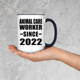 Animal Care Worker Since 2022 - 15oz Accent Mug Black